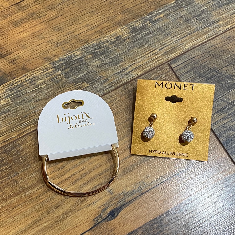 Monet Gold and Silver Textured Earrings